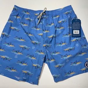 Life Is Good Men's Board Beach Shorts Blue Boat Size L Americana